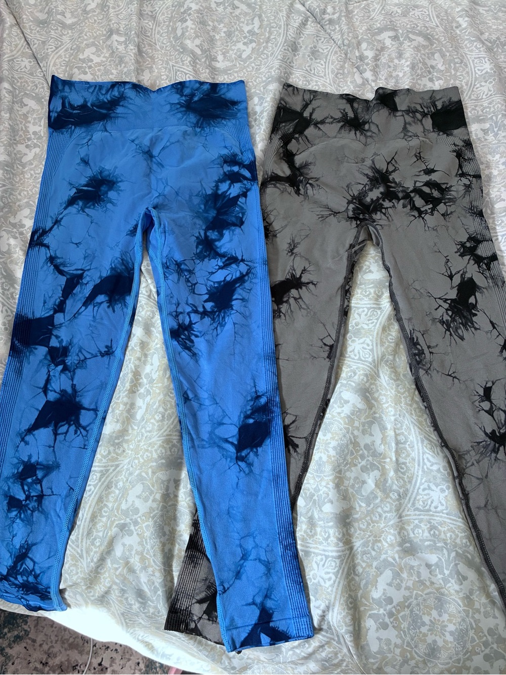 2pairs Tie-Dye women’s Leggings - Blue and Gray